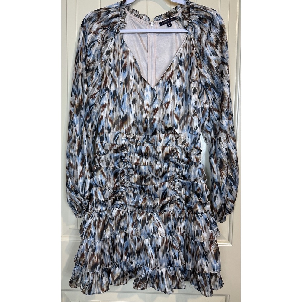 Anthropologie Skies are Blue Pintuck Ruffle Tiered Long Sleeve Bohemian dress M‎
